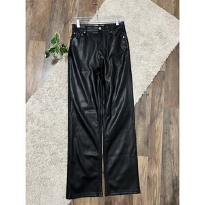 Zara Size 2 Black Versatile Edgy Vegan Leather High-Rise Wide Leg Pants